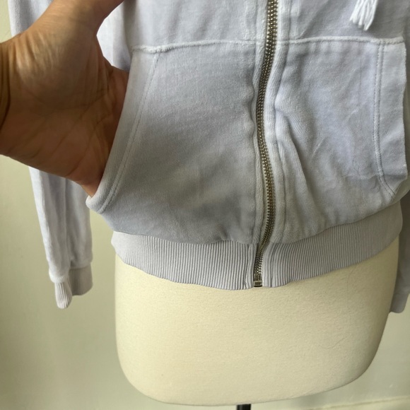 H&M Velour Light Grey Zip Up Hoodie Sweatshirt Size XS - Picture 3 of 8